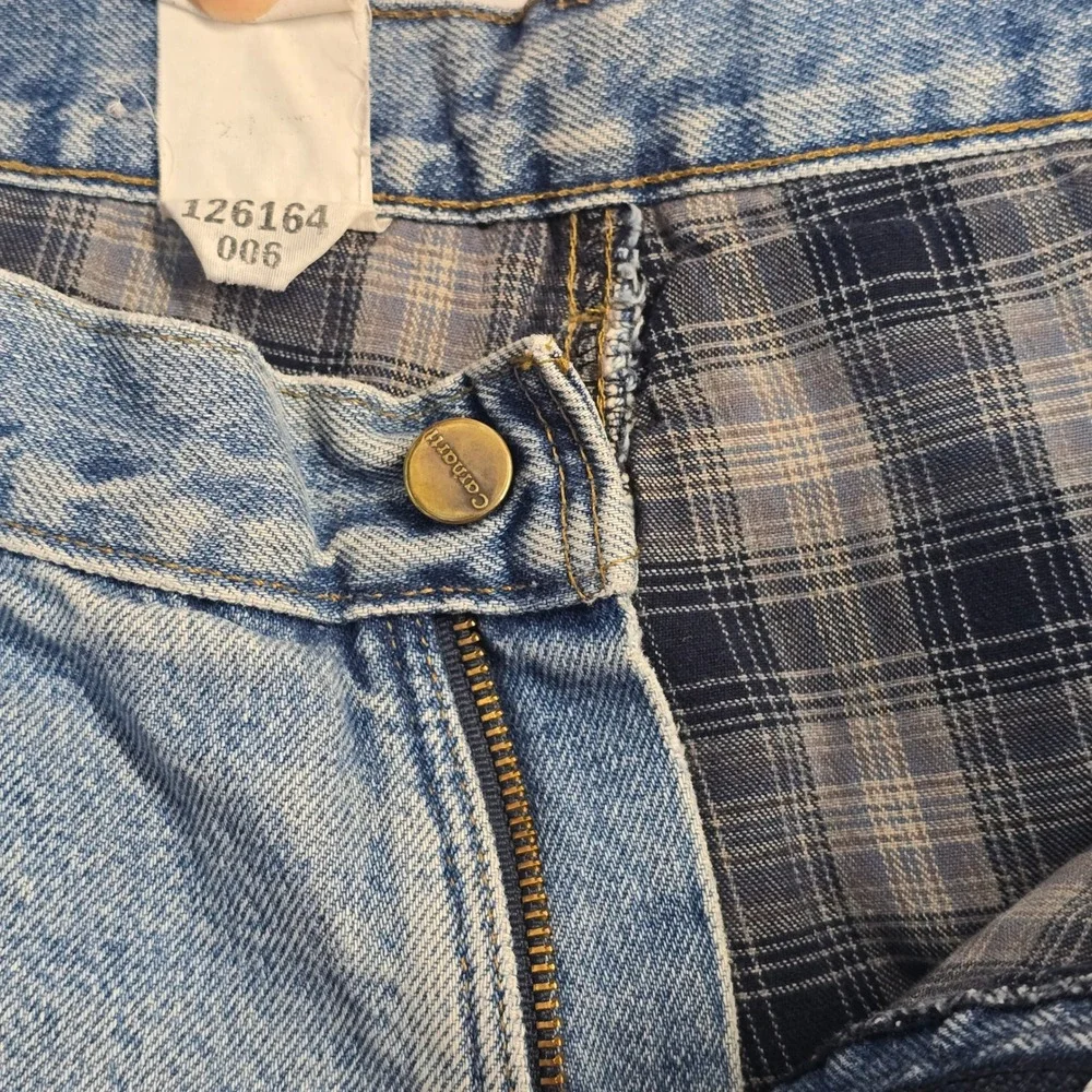 Carhartt B172 DST Relaxed Fit Flannel Lined Jeans Mens‎ 38x32 Light Wash Denim